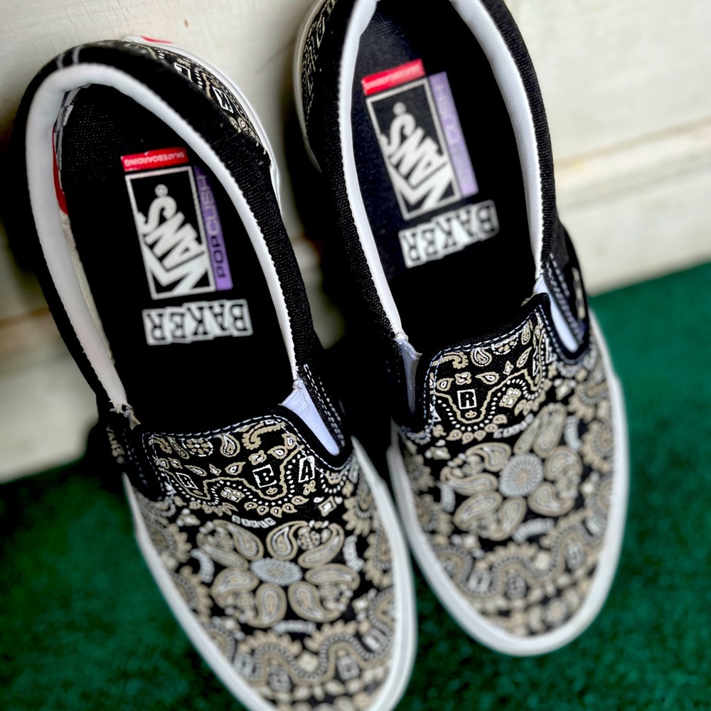 Vans x Baker Skate Slip-On Bandana Black Skate Shoes Men’s 10.5